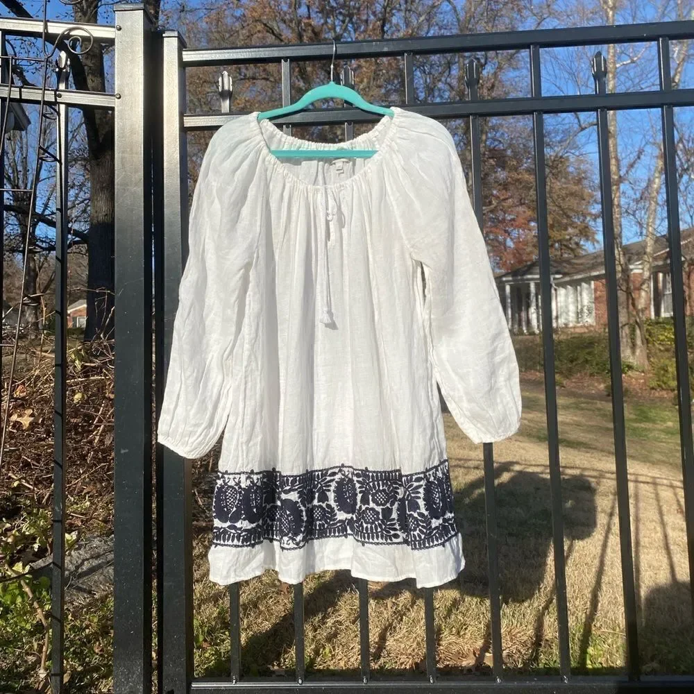 J Crew Embroidered Linen Tunic